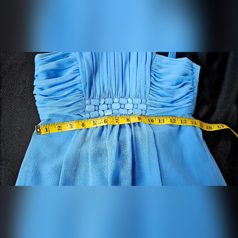 David's Bridal Bridesmaid‎ Women's Dress Sz 6 Evening Formal Blue Bling Wedding - Picture 6 of 7